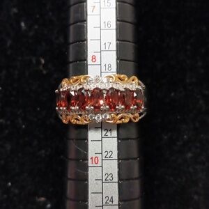 EverTrue Mozambique Garnet and White Zircon 2.15 ctw Ring in 18K YG Plated